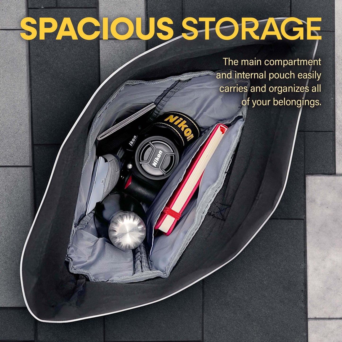 Nupouch Gray Rolltop Backpack - 15x10x3.5 In Adventure-Ready Roll Top Backpacks in Water-Resistant Polyester, 7.5 Liter Capacity Roll Up Backpack with Tablet Sleeve, Back Zipper, and External Pocket