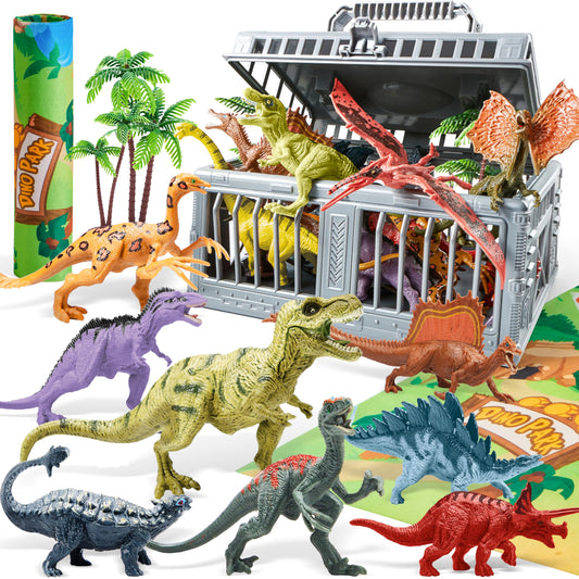 JOYIN Dinosaur Toys with Activity Play Mat & Storage Cage, 19 PCS Realistic Dinosaur Figures & Trees for Toddlers Kids Ages 3-5, Ideal for Boys…