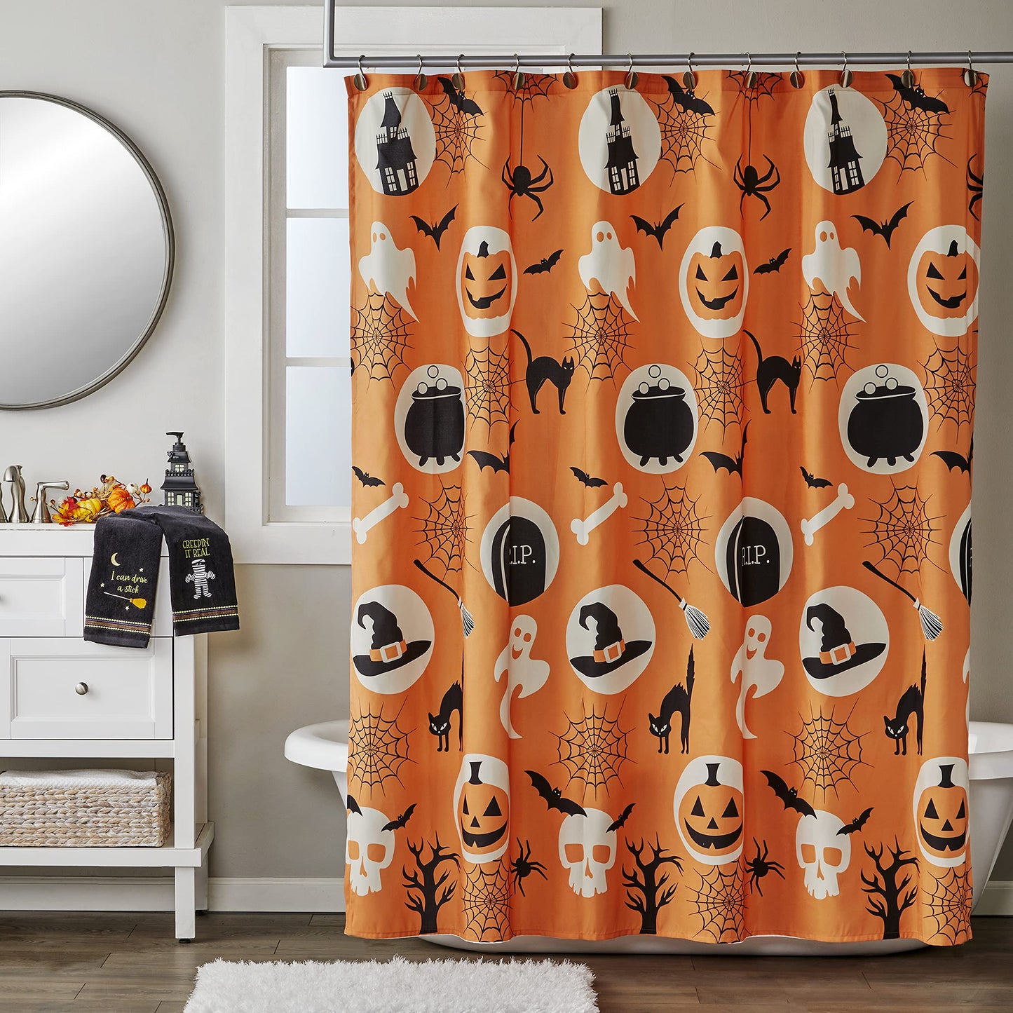 SKL Home by Saturday Knight Ltd. Spooky Good Time Shower Curtain, Multi 70.00" x 72.00"