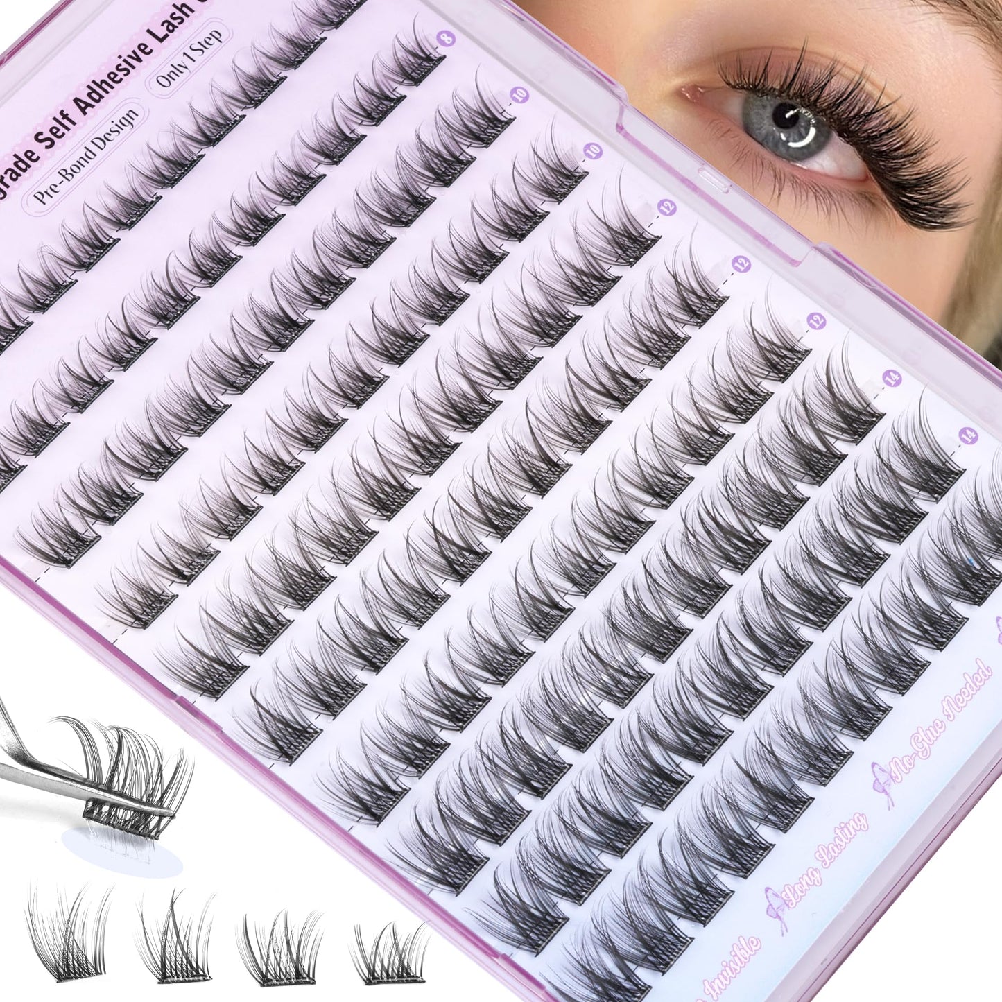 ALICE Natural Fluffy Lash Clusters DIY Eyelash Extensions Mix 12-14mm Individual Lashes Wispy Volume Lash Extensions Handmade Eyelash Clusters 96 Pcs Beauty and Personal Care ALICE Default Title