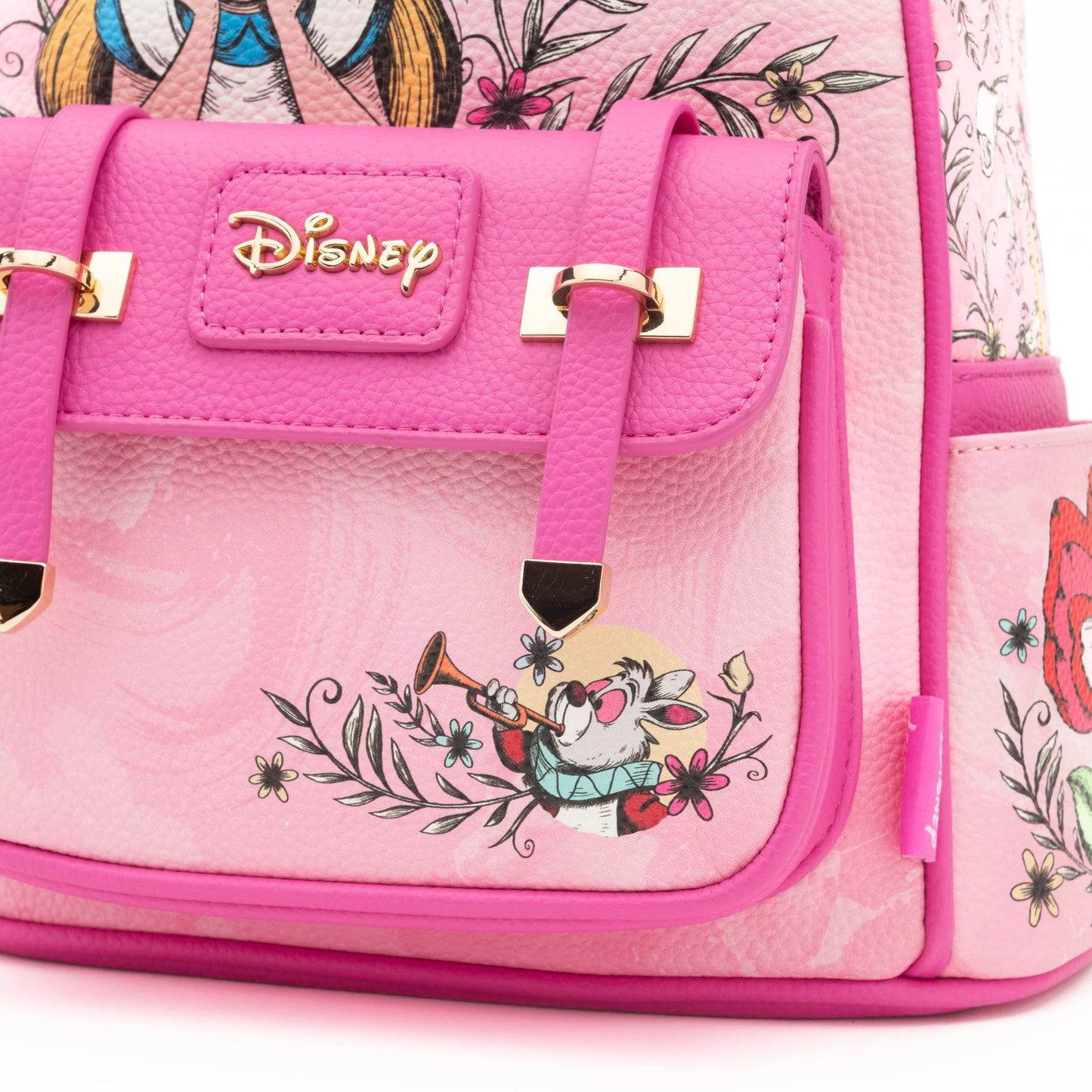 Wondapop - Alice in Wonderland 11"" Vegan Leather Fashion Mini Backpack, Pink
