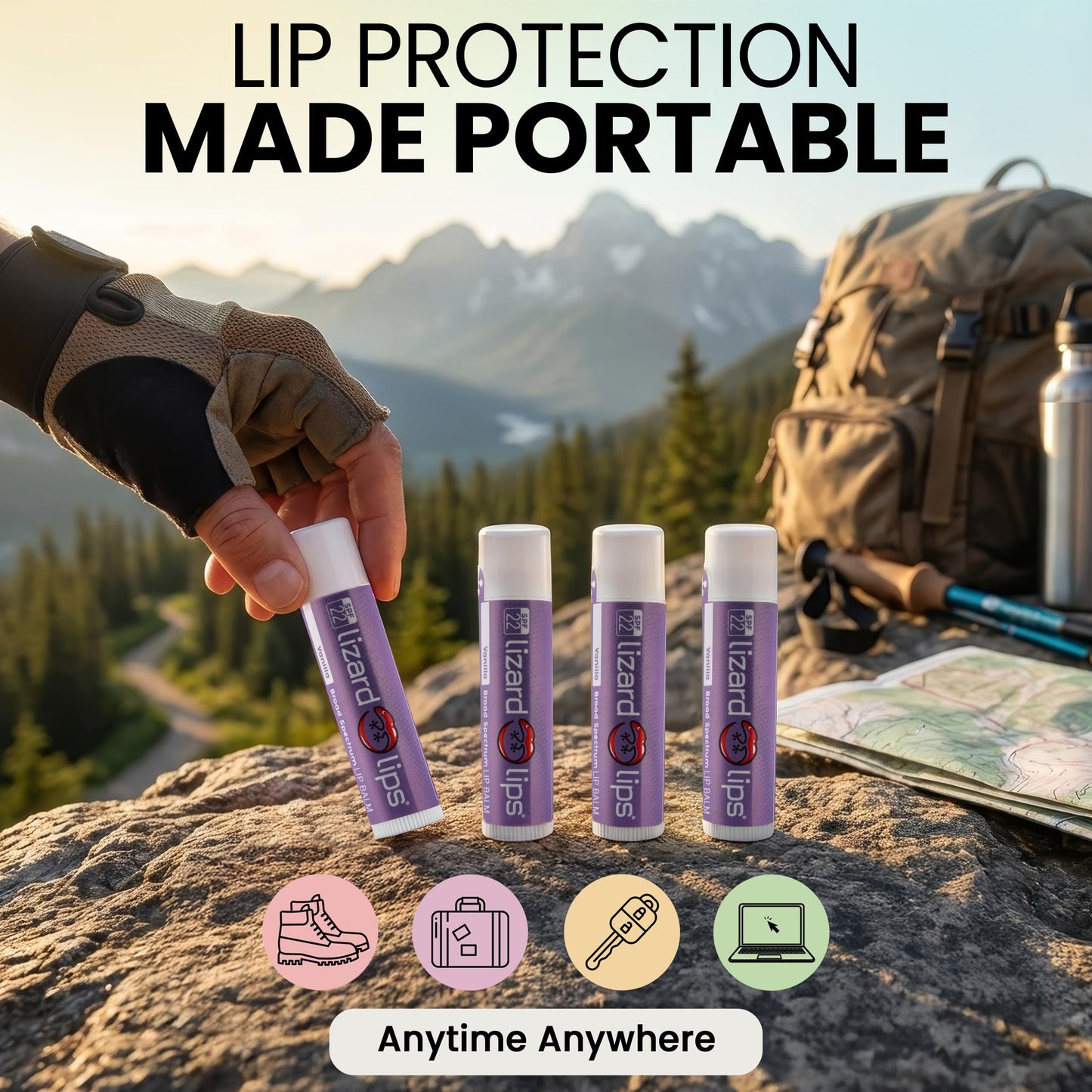 Lizard Lips SPF 22 Lip Balm - Original Vanilla 4 Pack (4)