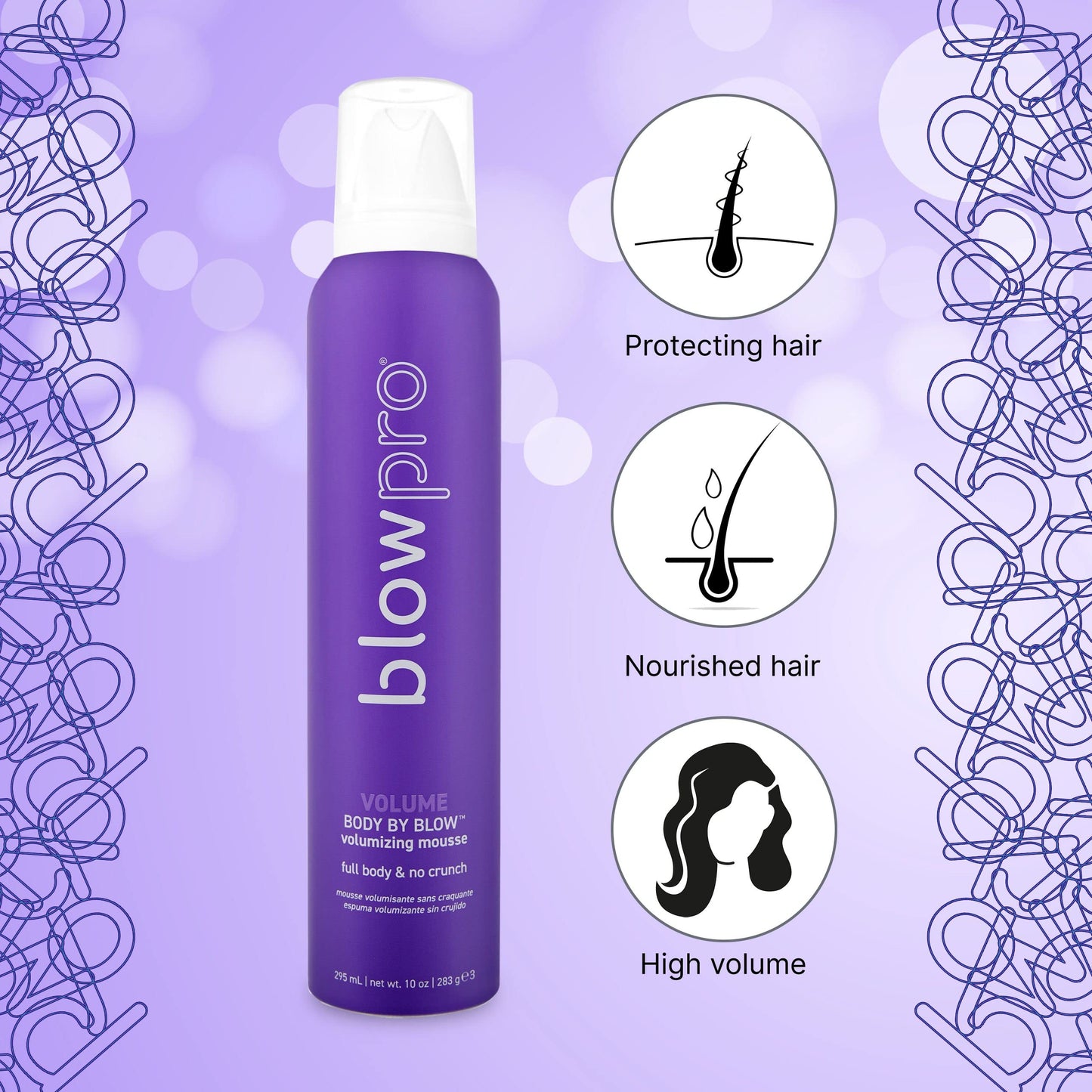 blowpro Body By Blow No Crunch Volumizing Mousse 10oz, Full Body Style, No Stickiness & Crunch, Builds Volume with Added Bounce, Soft touchable