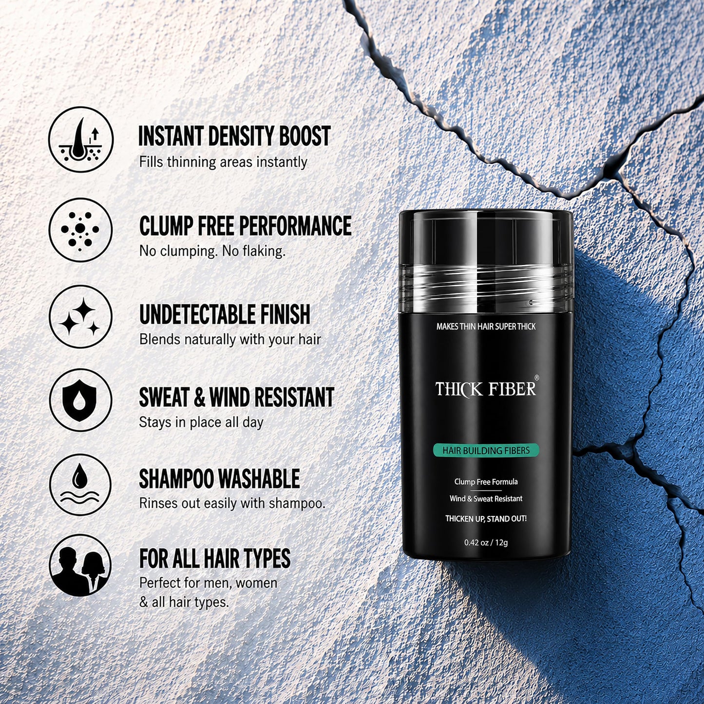 THICK FIBER Hair Fibers for Women & Men with Thinning Hair (Dark Brown) 12g, Hair Loss Concealer, Covers Bald Spots, Hairline & Sparse Areas, Natural Beauty and Personal Care Thick Fiber