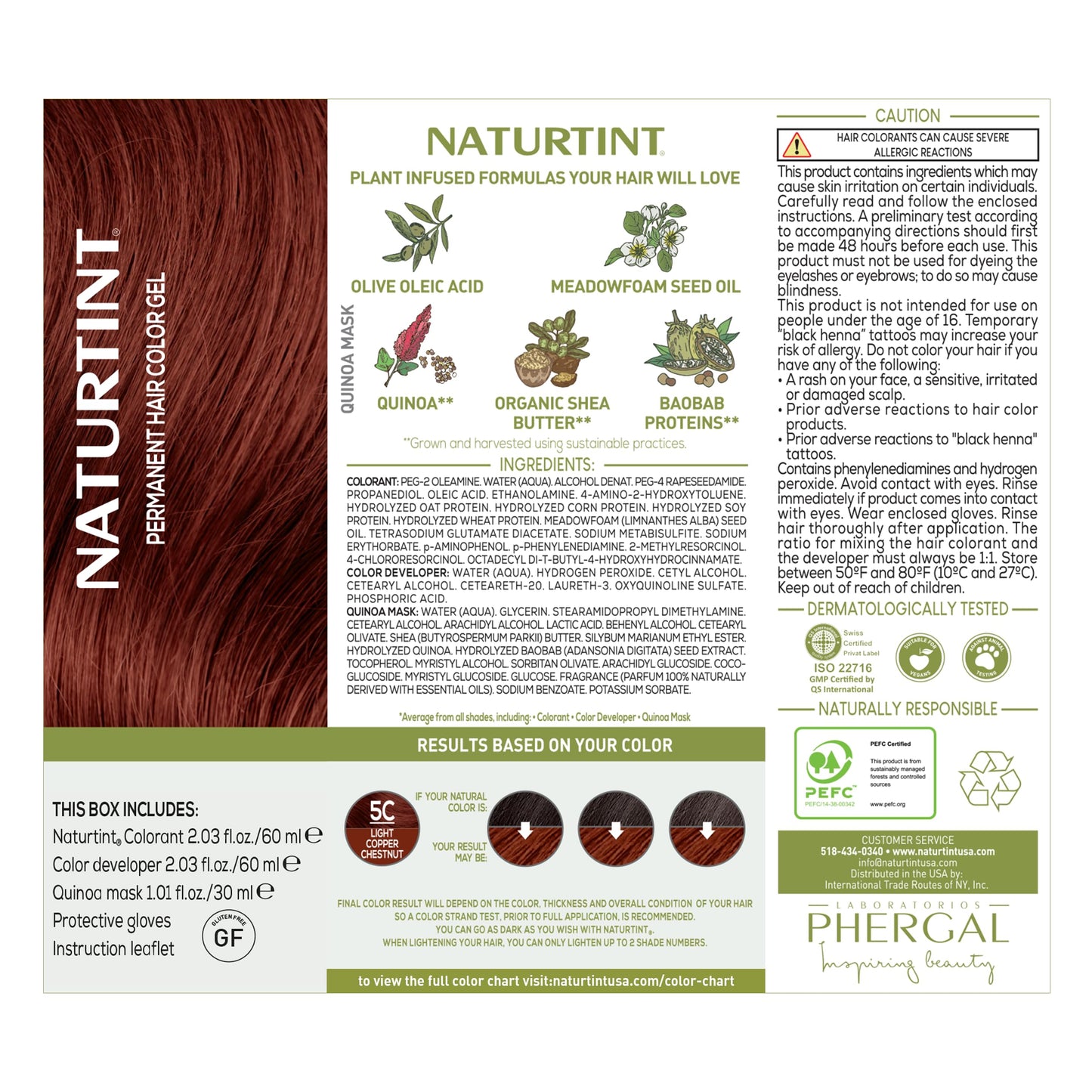 Naturtint 5C Light Copper Chestnut Permanent Hair Color (Pack of 1), Ammonia Free, Vegan, Cruelty Free, up to 100% Gray Coverage, Long Lasting Results