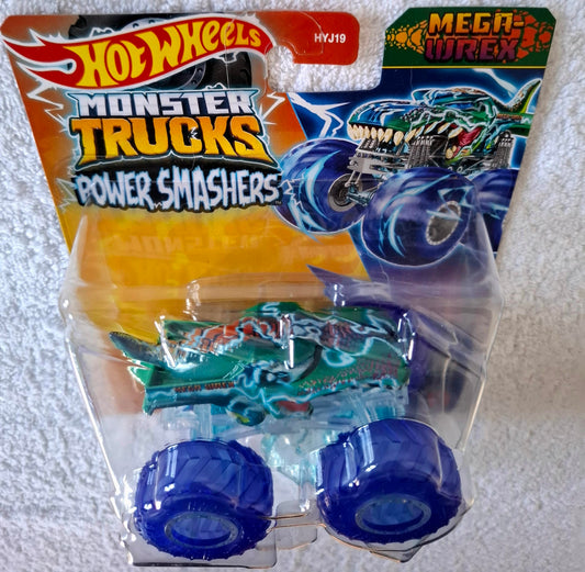 Hot Wheels Monster Trucks Mega-Wrex 2024, Power Smashers, Includes Crushed Car