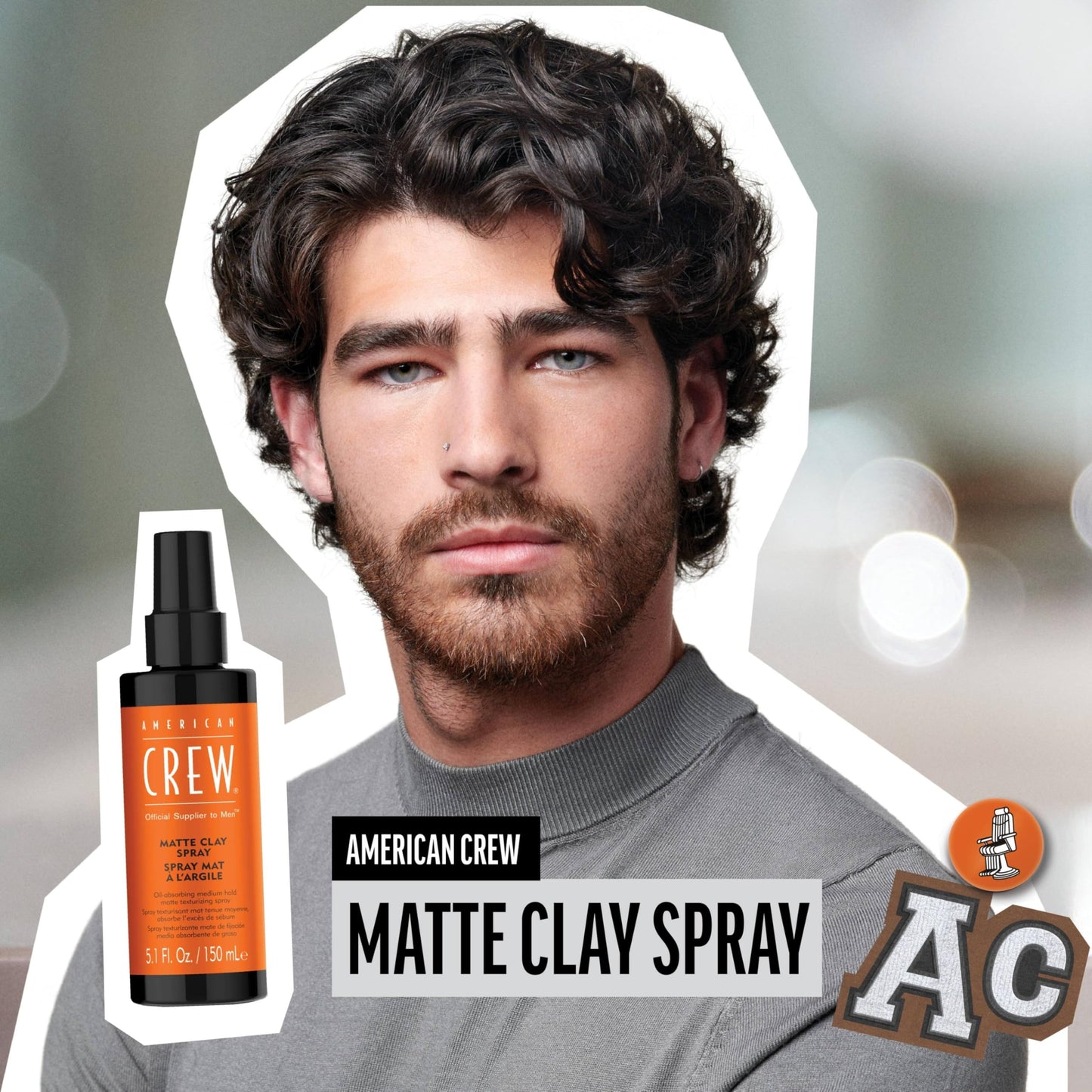 American Crew Matte Clay Spray, Oil-Absorbing, Medium Hold, Hair Care Gift for Him, 5.1 fl oz