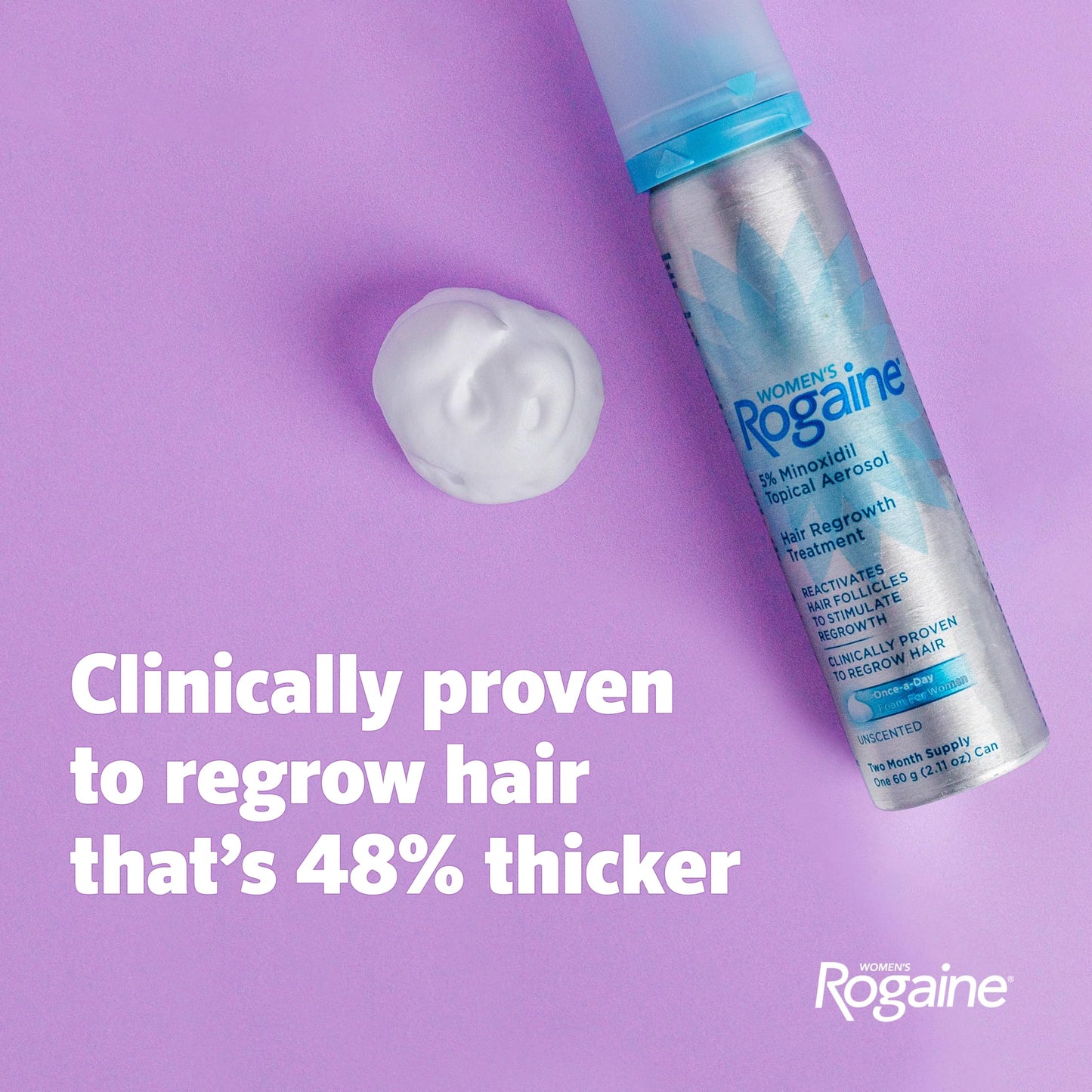 Women's Rogaine Hair Growth Foam, 5% Topical Minoxidil, 4 Mo, 2x 2.11 Oz Beauty and Personal Care Rogaine
