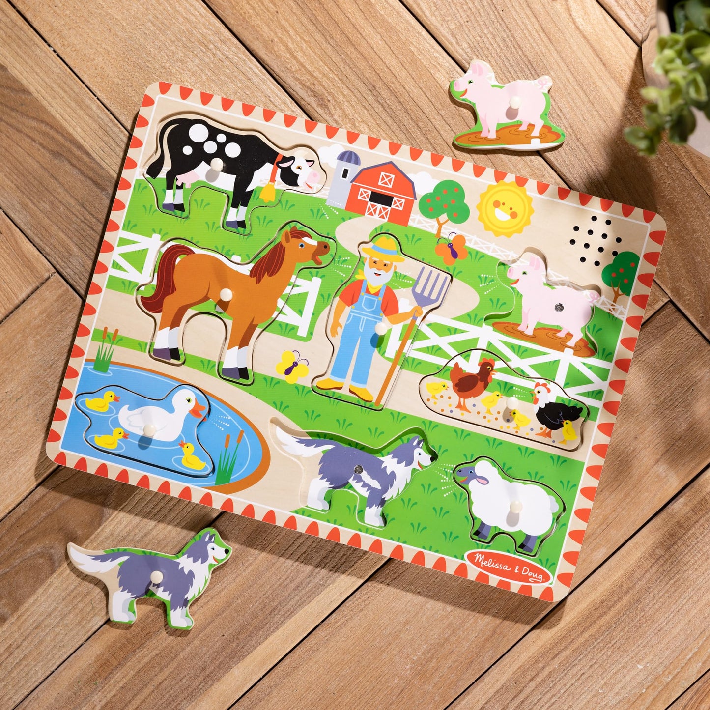 Melissa & Doug Old MacDonald's Farm Sound Puzzle - Farm Animal Toys, Sound Puzzles for Toddlers and Kids Ages 2+