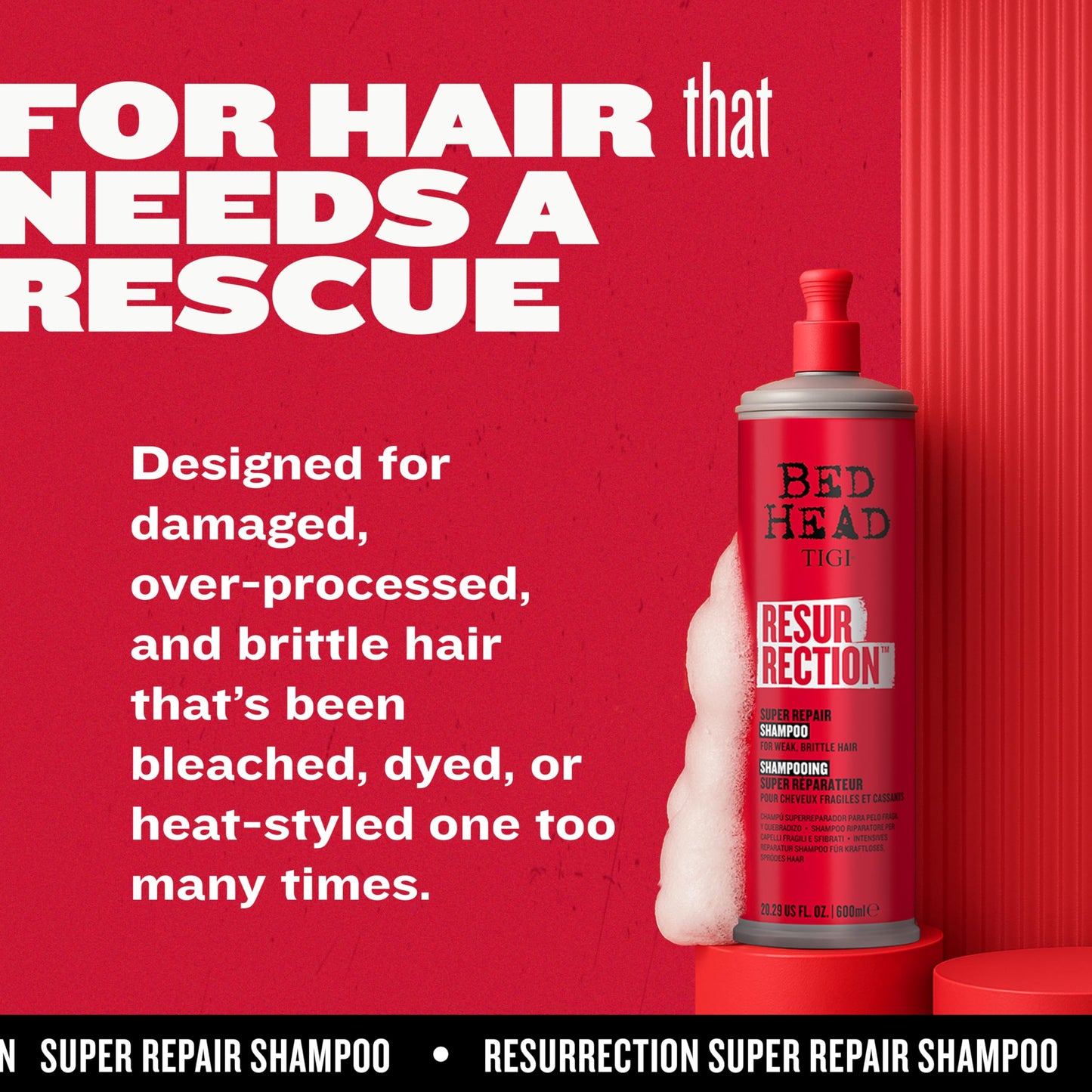 TIGI Bed Head RESURRECTION REPAIR SHAMPOO FOR DAMAGED HAIR 13.53 fl oz