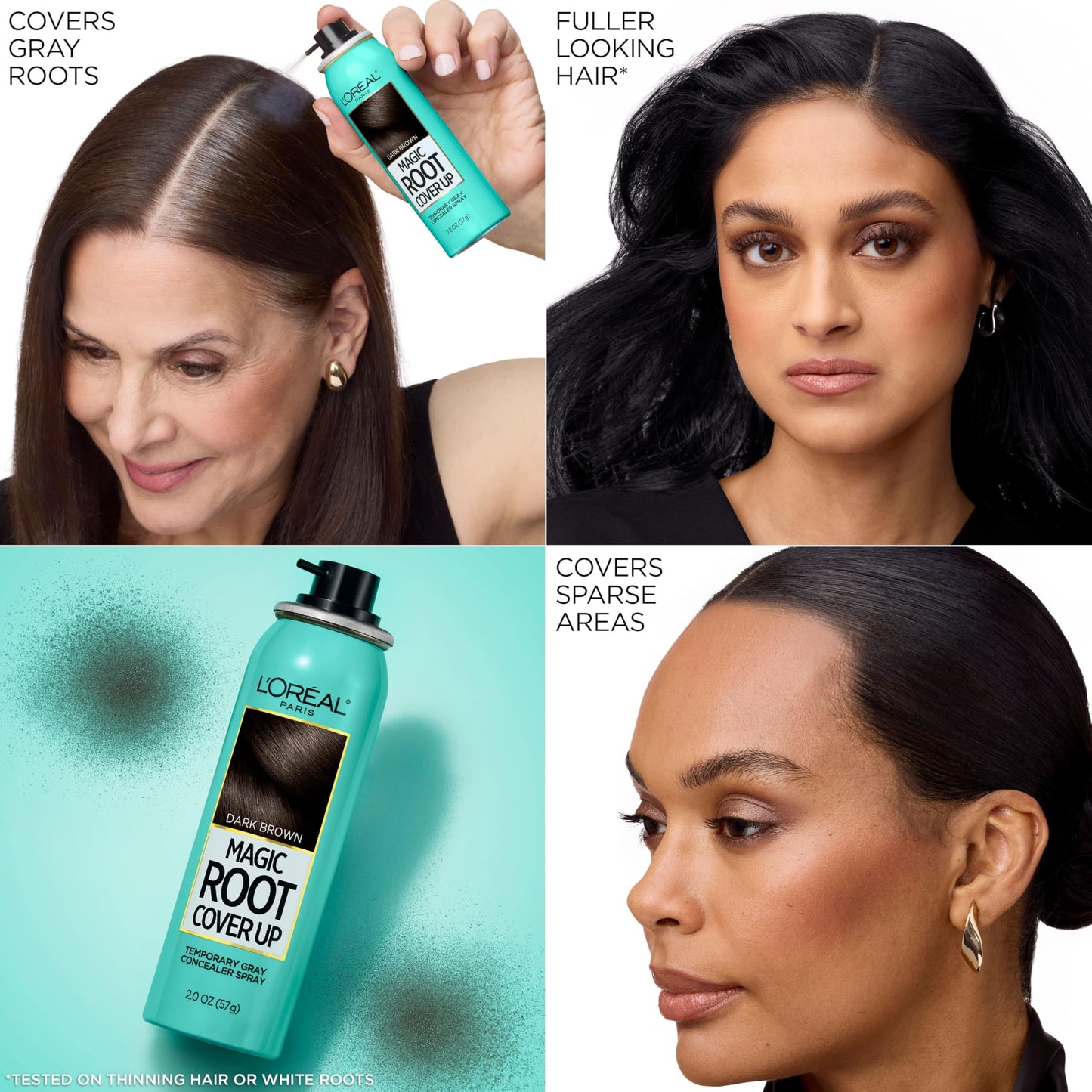 L'Oreal Paris Magic Root Cover Up Gray Hair Spray, 100% Gray Hair Coverage with Buildable, Lightweight, Transfer-Resistant, and Temporary Formula