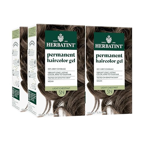 Herbatint Permanent Hair Dye - 5N Light Chestnut - For Up To 100% Gray Coverage of Resistant Gray Hair - Ammonia-Free, Alcohol-Free & Vegan - Salon