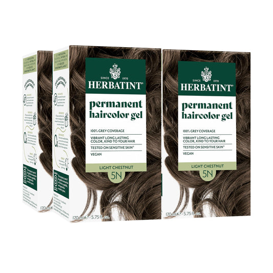 Herbatint Permanent Hair Dye - 5N Light Chestnut - For Up To 100% Gray Coverage of Resistant Gray Hair - Ammonia-Free, Alcohol-Free & Vegan - Salon Beauty & Personal Care Herbatint