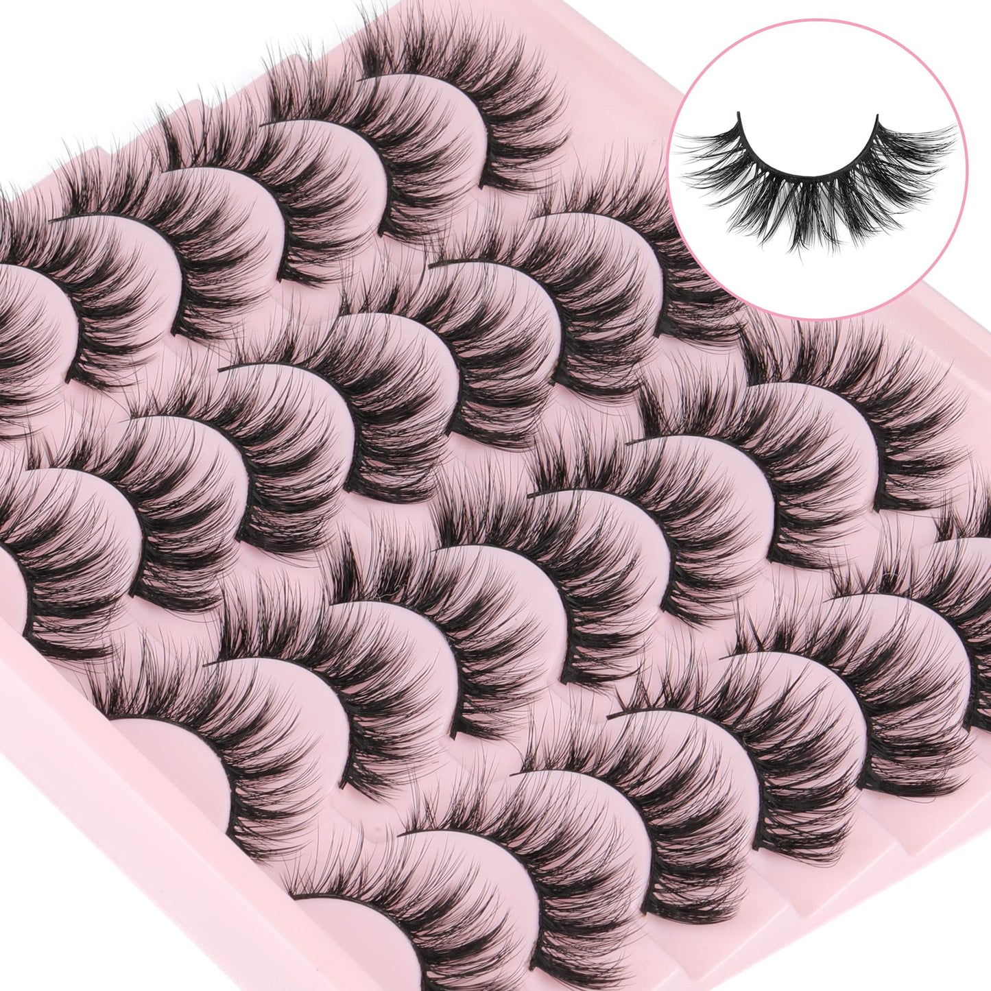 Newcally Eyelashes False Lashes Wispy Spikes Eyelashes Mink Natural Look 3D Volume Fake Eye Lashes Pack Cat Eye Strip Reusable Faux Mink Eyelash 14 Beauty and Personal Care Newcally