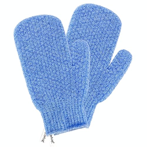 Evridwear Shower Exfoliating Mitts, Deep Cleanse Bathing Scrub Gloves Self Tan Scrubber Mitten Dead Skin Remover for Men and Women,1 Pair Moderate