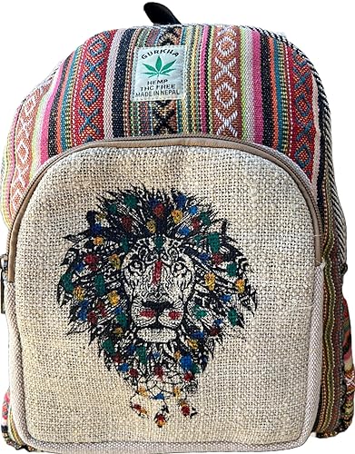 Gurkha Handmade Unique design Himalayan Hemp Backpack 13 IN Medium Hippie, Festival, Hiking & Tablet Laptop Backpack - Handmade In Mt. Everest Country Nepal