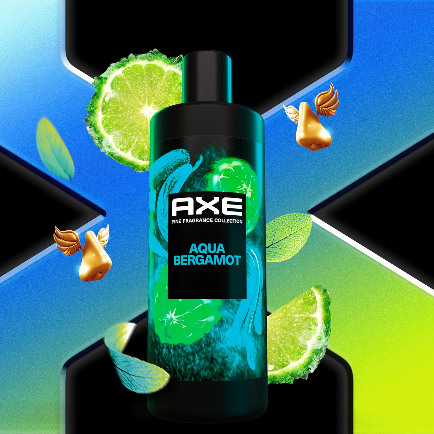 AXE Fine Fragrance Collection Body Wash For Men Aqua Bergamot 12h Refreshing Scent Shower Gel Infused with Bergamot, Sage, and Juniper Essential Oils
