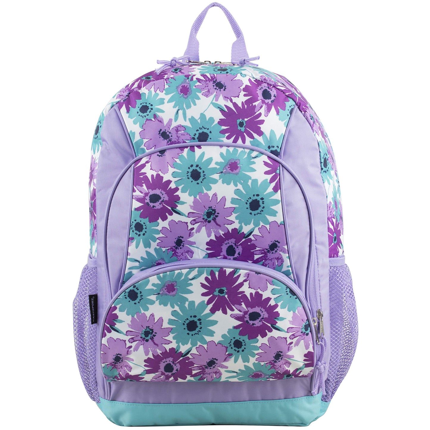 Eastsport Laptop Backpack, Multipurpose Casual Daypack, Triple Compartments Bookbag for College, Hiking, Work, 18 Inches, Purple Flowers