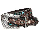 ARIAT Women's Turquoise Inlay Floral Bling Belt, Brown, Small