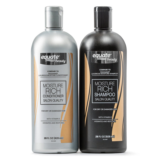 Equate Beauty Moisture Rich Shampoo & Conditioner, 28 fl oz, (Pack of 2)
