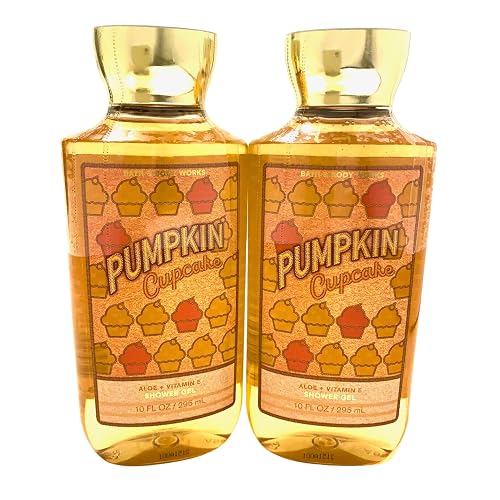 Bath & Body Works Shea + Vitamin E Shower Gel, Set of 2, 10oz Each (Pumpkin Cupcake)