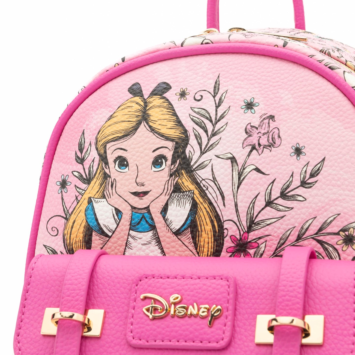 Wondapop - Alice in Wonderland 11"" Vegan Leather Fashion Mini Backpack, Pink