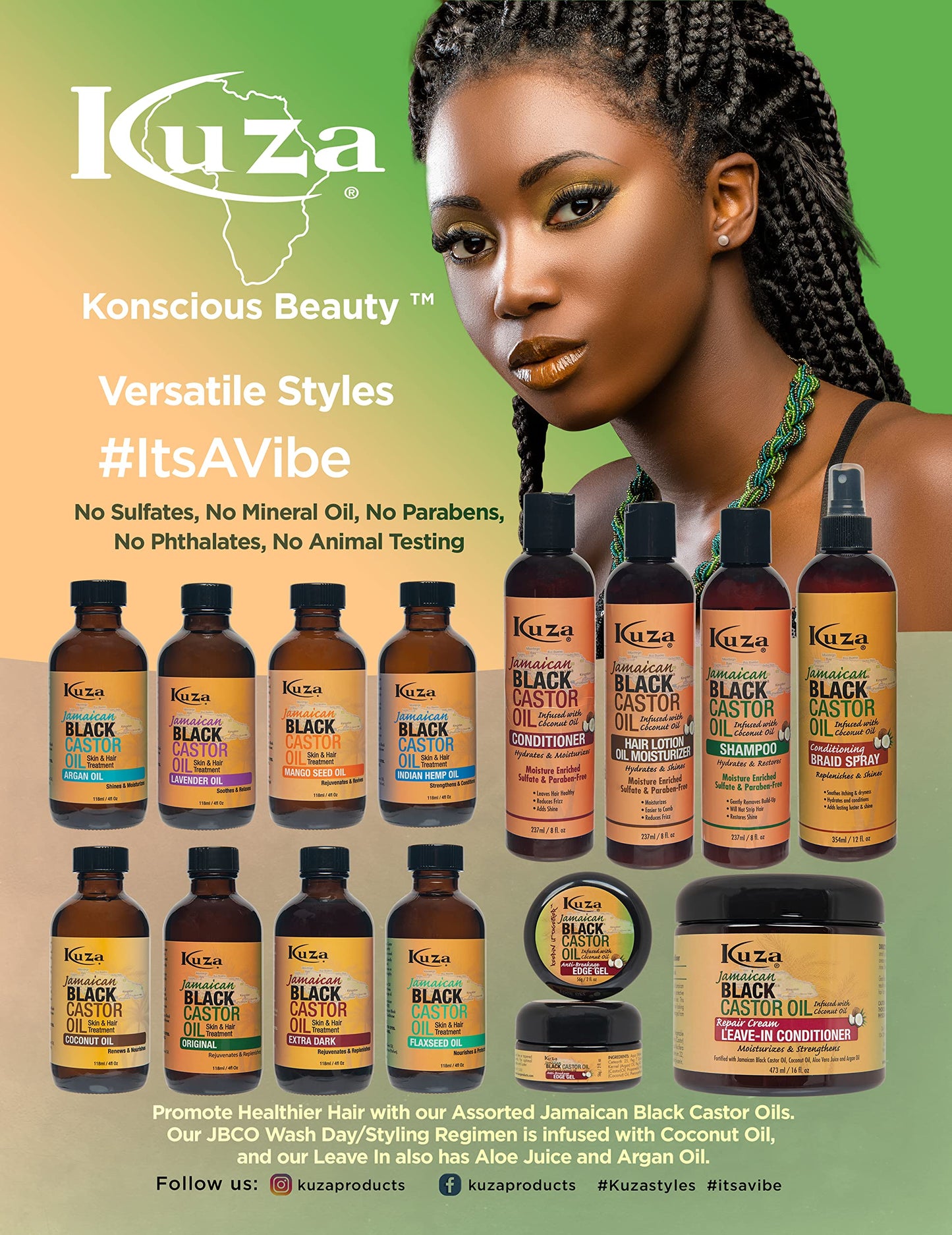 Kuza Jamaican Black Castor Oil Leave-In-Conditioner 16Oz. (Pack Of 2)
