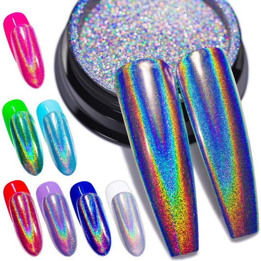GA&EN Holographic Nail Polishing Powder Fine Rainbow Holo Unicorn Mirror Laser Effect Multi Chrome Manicure Pigment Glitter Dust for Salon Home Nail Beauty & Personal Care GA&EN