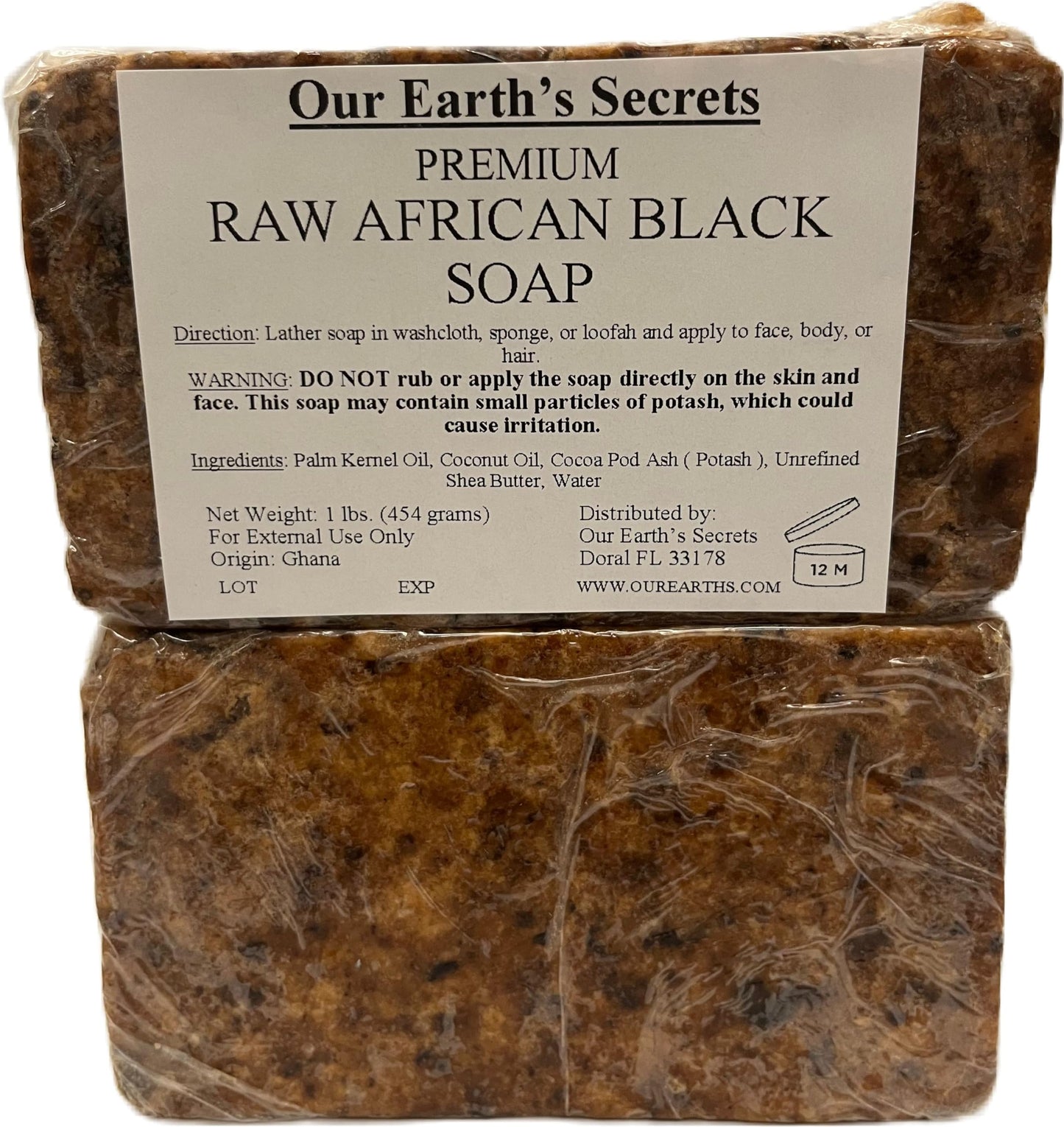 Our Earth's Secrets Raw African Black Soap, 1 lb. Beauty and Personal Care Our Earth's Secrets