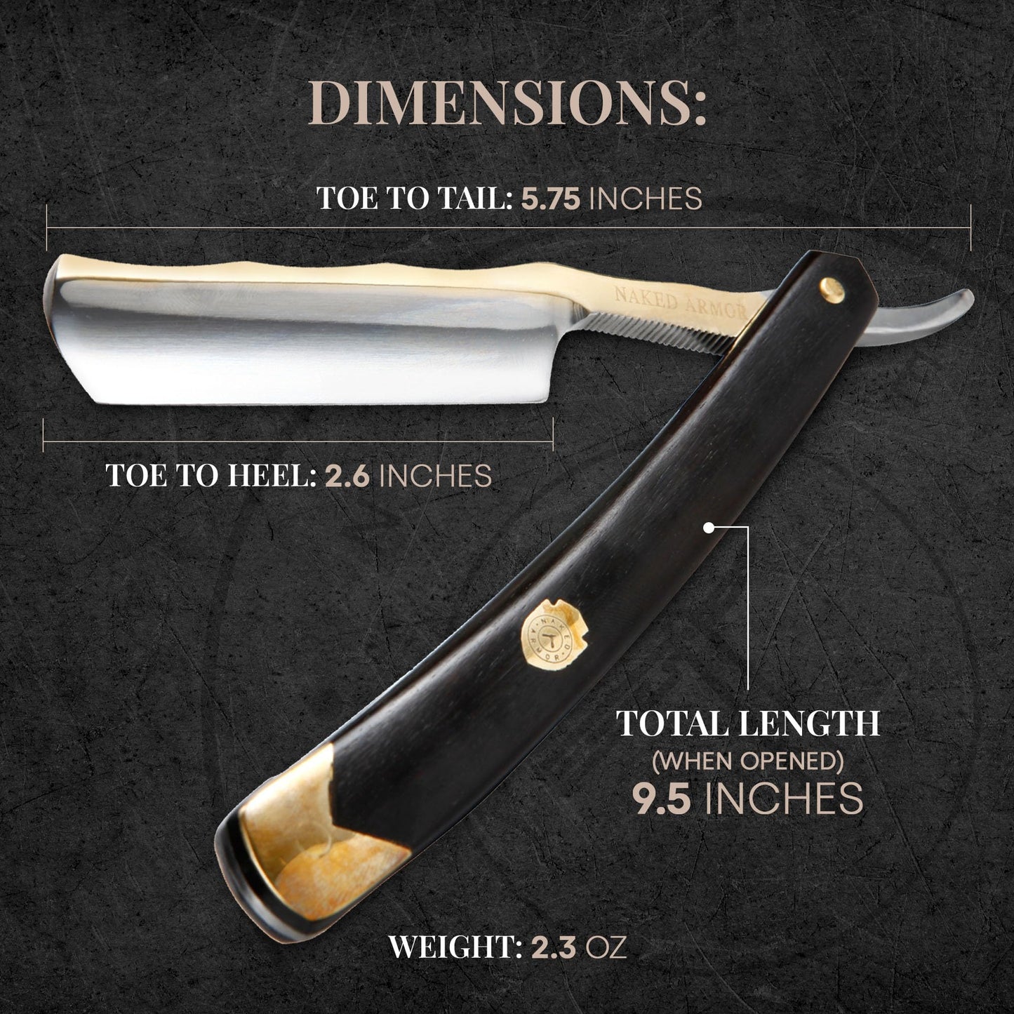 Naked Armor King Arthur Gold Straight Razor Kit - Complete Shaving Kit with Shave Ready Straight Razors for Men, Strop, Stand, Soap, Brush, Bowl Beauty and Personal Care Naked Armor