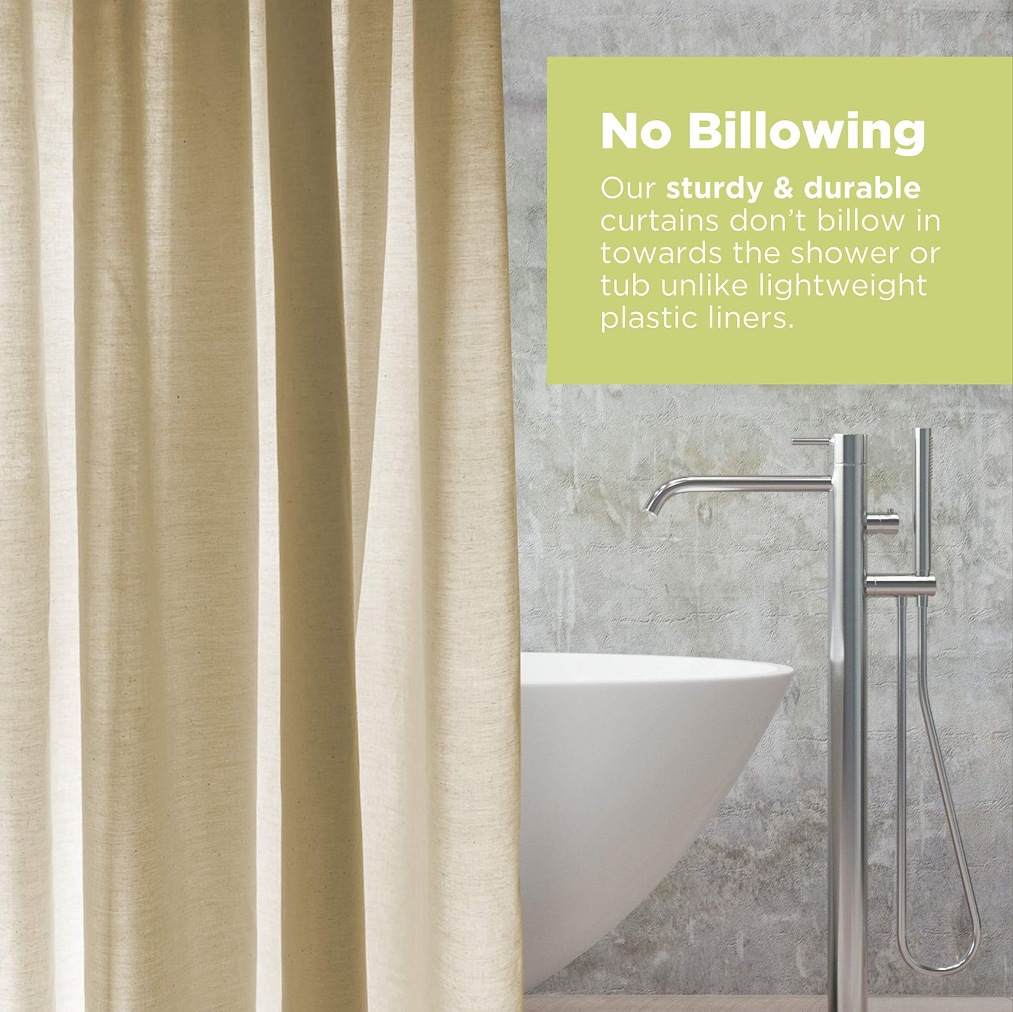 Bean Products Organic Cotton Stall Shower Curtain (Natural), [70" x 74"] | All Natural Materials | Works with Tub, Bath and Stall Showers