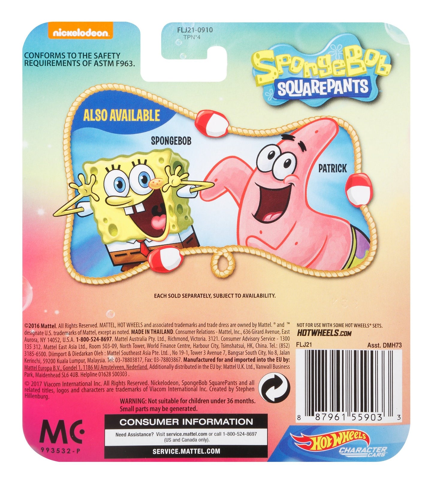 Hot Wheels Spongebob Vehicle, 1:64 Scale