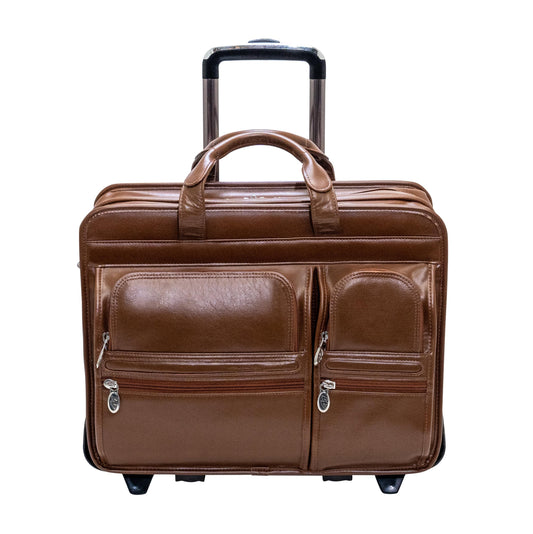 McKleinUSA CLINTON, 17" Leather Patented Detachable -Wheeled Laptop Briefcase