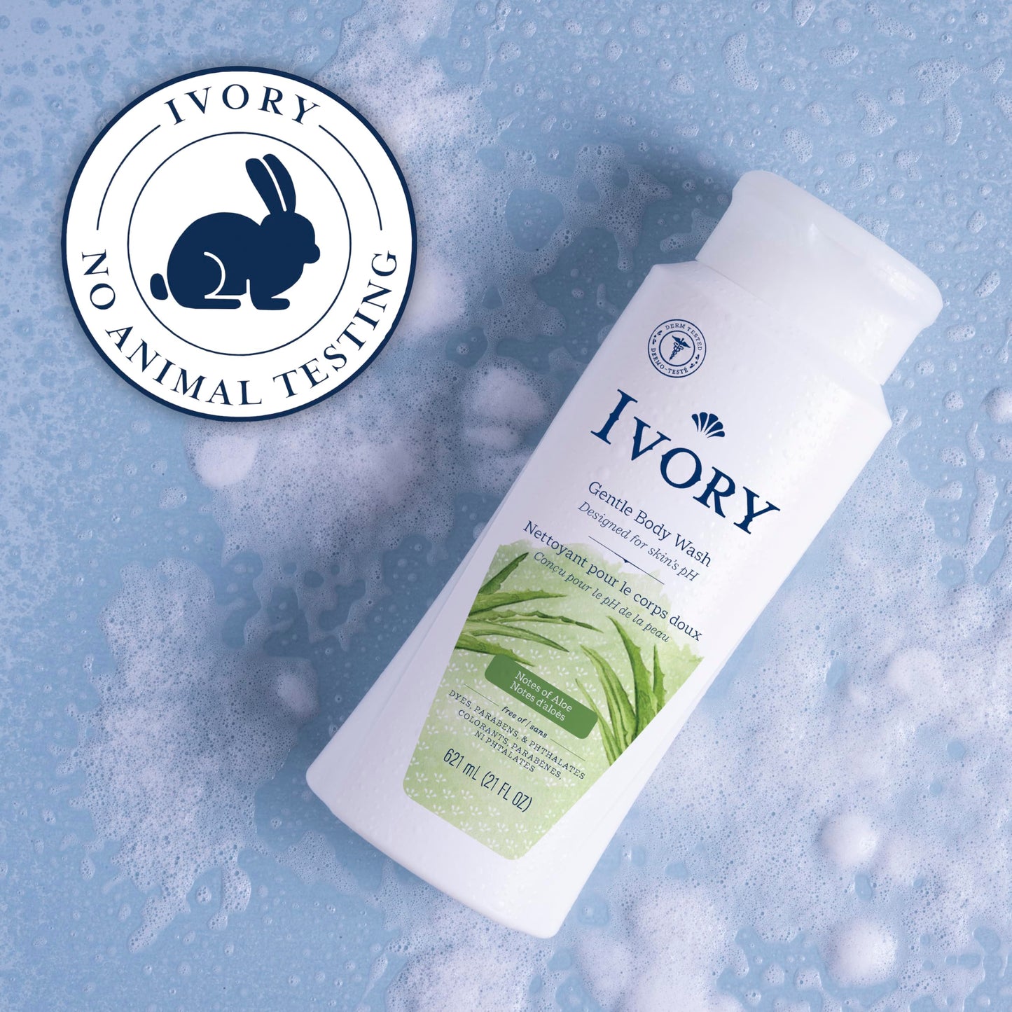 Ivory Body Wash Designed for the Whole Family, Gentle Formula, Free of Dyes Heavy Perfumes, Parabens & Phthalates, Aloe Scent, 21 oz (Pack of 2)