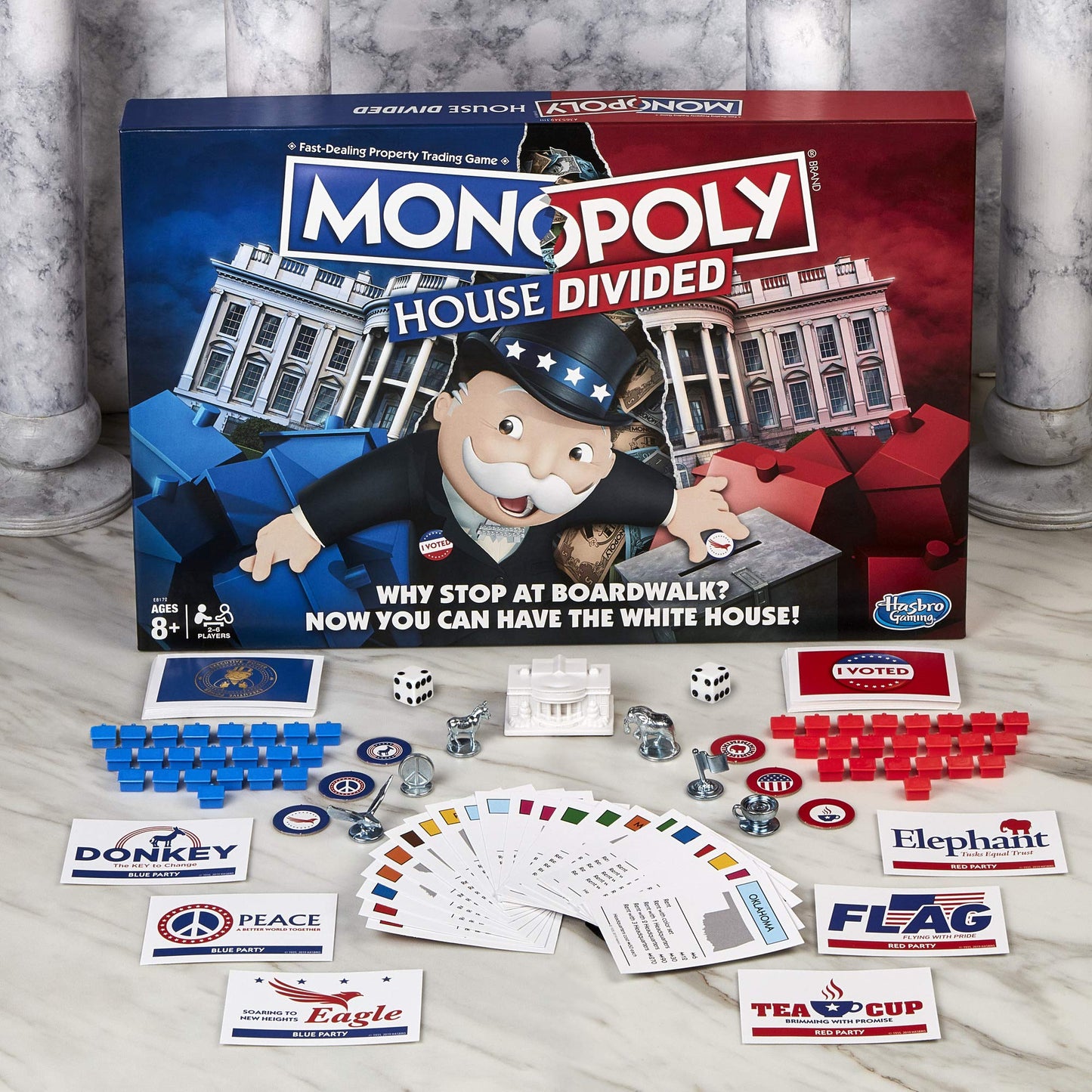 Monopoly House Divided Board Game: Elections and White House Themed Game; Board Game for Families and Kids Ages 8 and Up