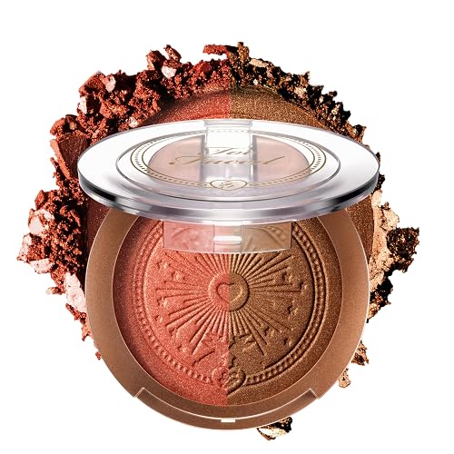Too Faced Sun Bunny Blushing Bronzer | Dual-Shade Sheer, Luminous Bronzer Blush with Pink Undertones to Mimic Natural Flush, Sunset Bunny, 0.28 Ounce