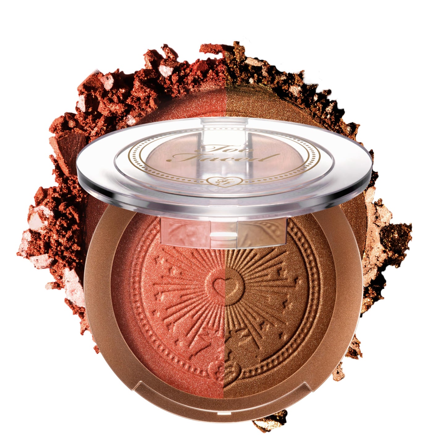 Too Faced Sun Bunny Blushing Bronzer | Dual-Shade Sheer, Luminous Bronzer Blush with Pink Undertones to Mimic Natural Flush, Sunset Bunny, 0.28 Ounce