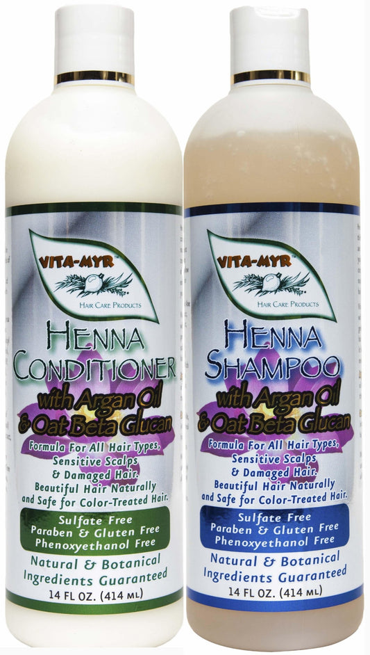 Vitamyr Henna Care Set 16 Oz Natural Shampoo & 16 Oz Natural Conditioner Vibrant Color Care & Nourishment for Gorgeous Tresses