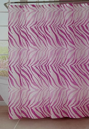 Luxury Home Zebra Peva Shower Curtain, Pink