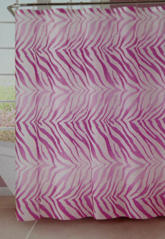 Luxury Home Zebra Peva Shower Curtain, Pink