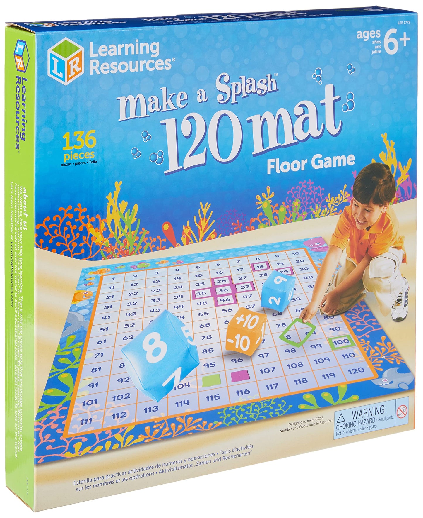 Learning Resources Make a Splash 120 Mat Floor Game - Math Manipulatives, Addition and Subtraction Board Games , Classroom Must Haves, Homeschool…
