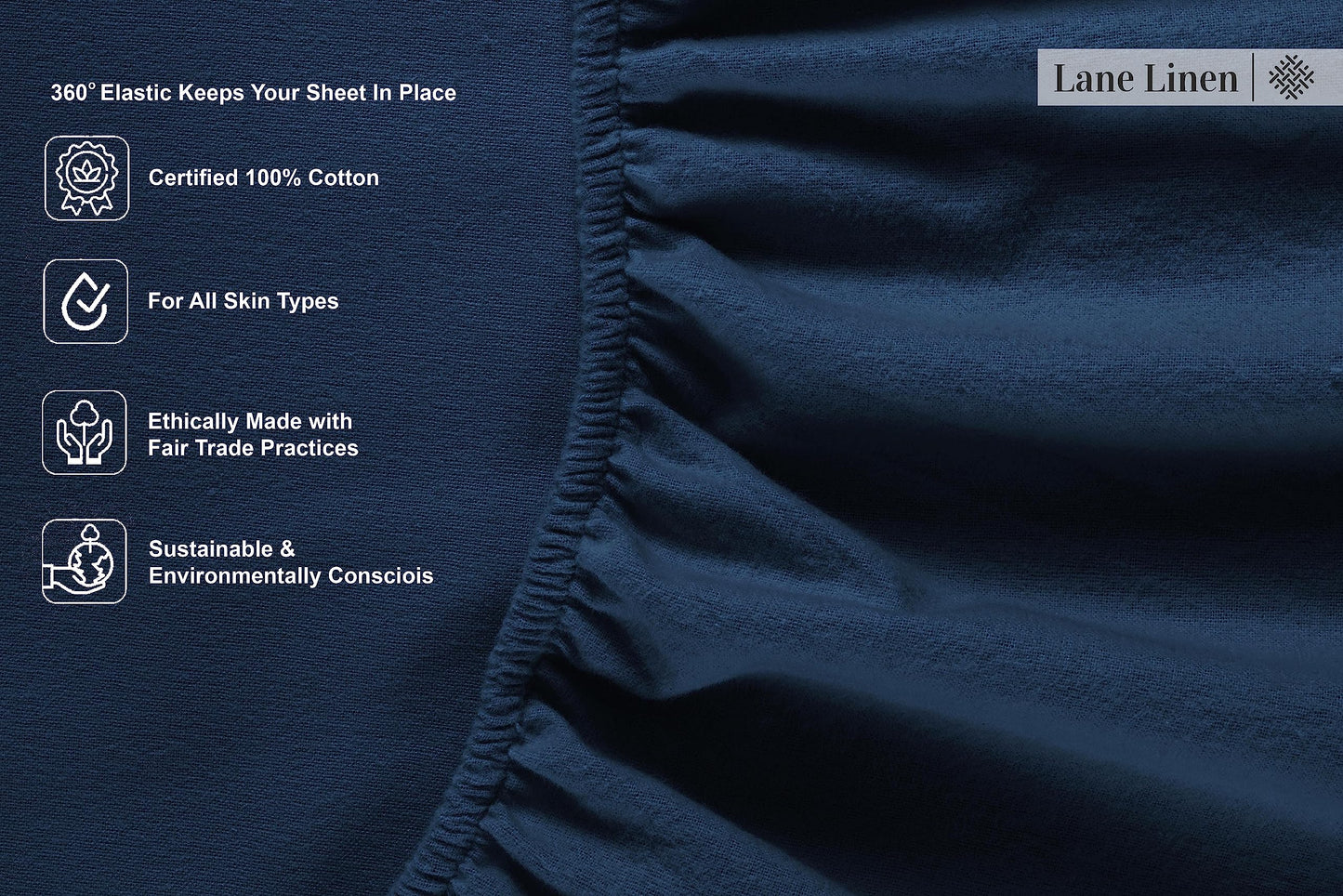 LANE LINEN Cotton Flannel Queen Sheet Set - Brushed for Extra Softness - Lightweight & Durable Cotton Flannel Queen Sheets Set - Warm & Cozy Cotton