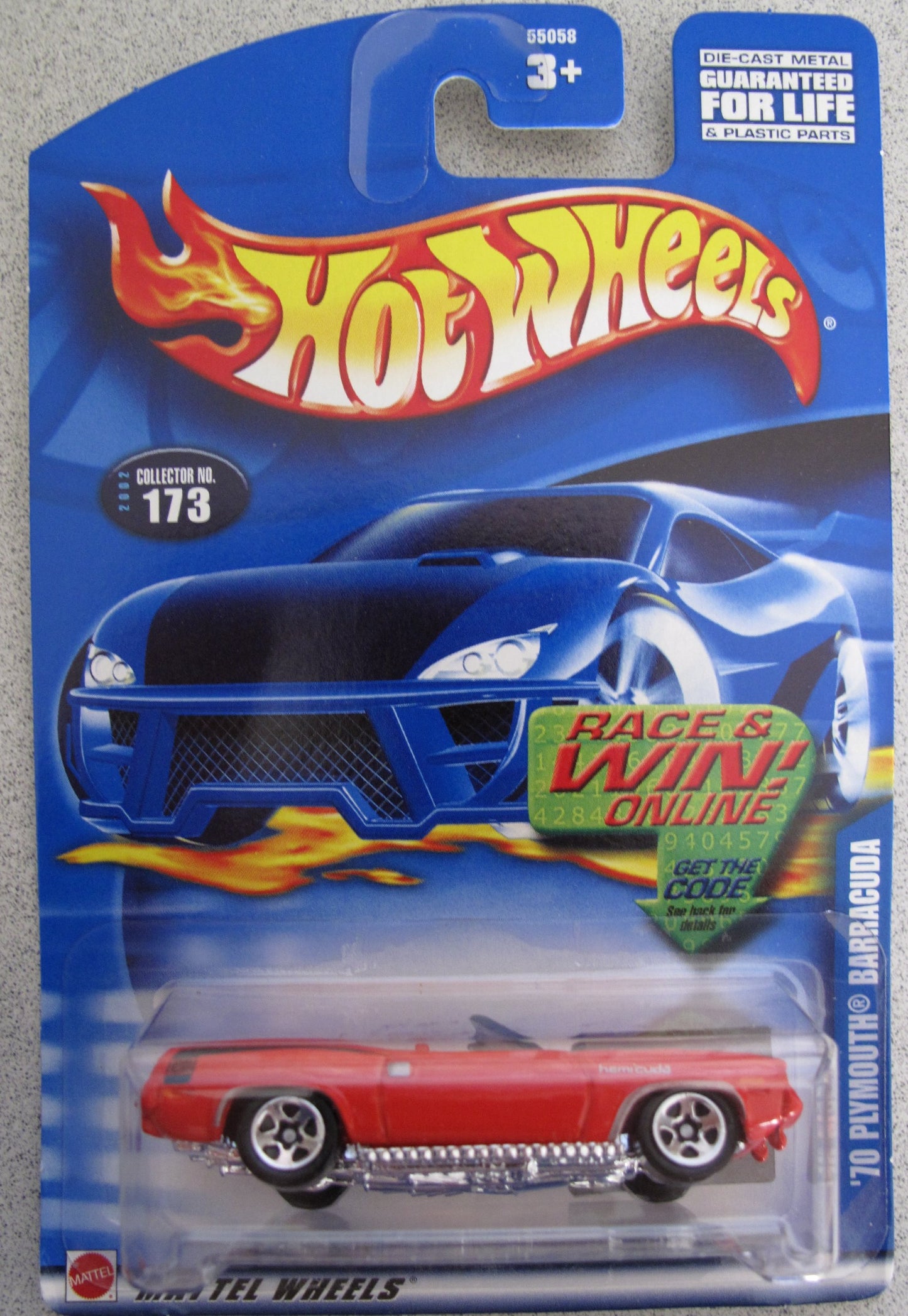Hot Wheels 2002 '70 Plymouth Barracuda Convertible; Collector Car #173