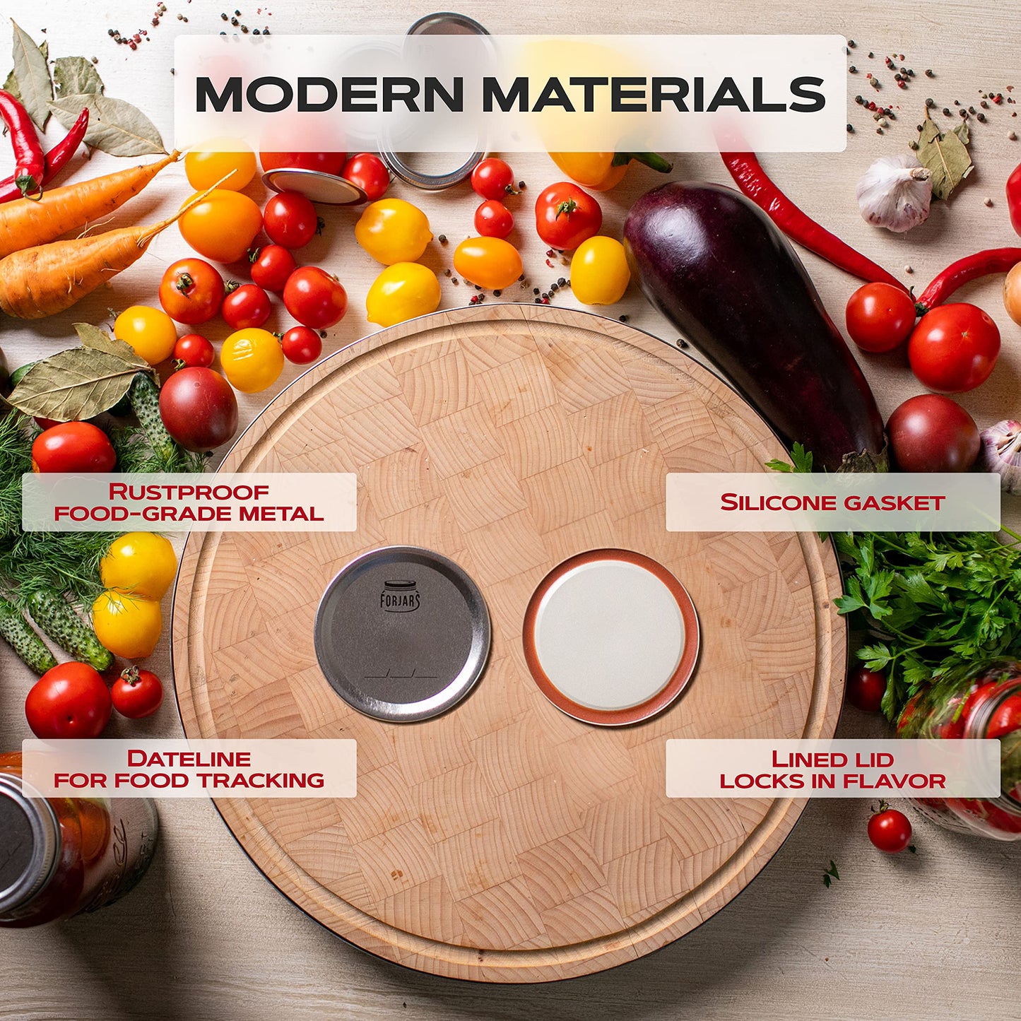 FORJARS - Canning Lids Regular Mouth, 100-Pack - Create Airtight Seals on Mason Jars to Preserve Food for Meal Prep & Food Storage - 2.7 In. Steel…