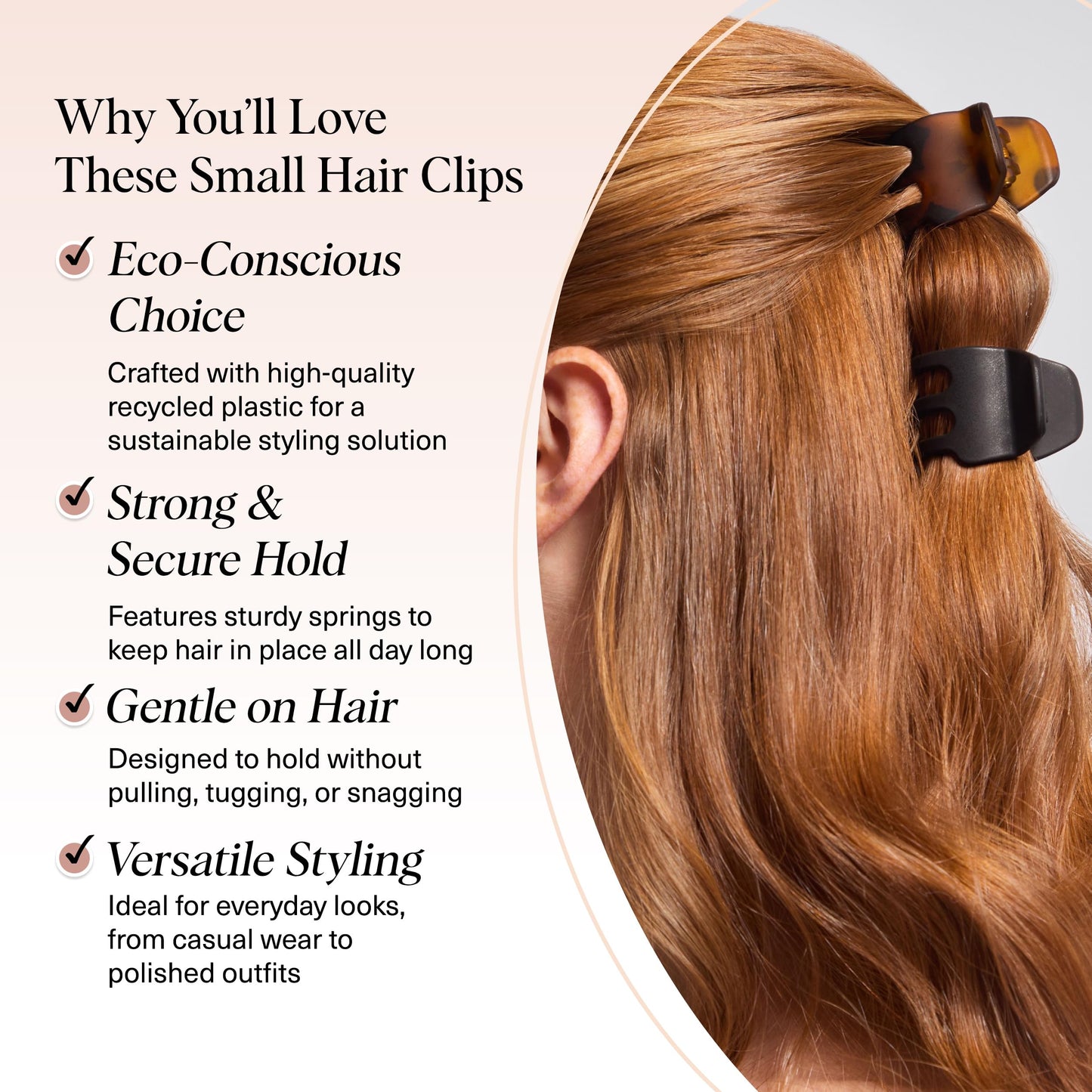 Kitsch Eco-Friendly Medium Claw Clips - Cute & Stylish Short Hair Accessories for Women, Girls | Ideal Size for Any Hairstyles | Ideal Gifts