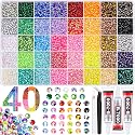 BELLEBOOST 50000Pcs 40 Colors Jelly Rhinestones Bedazzling kit, 3mm Multicolor Resin Flatback Gems for Diamond Art, Bedazzler Kit with 3Pcs 10ml B7000 Beauty & Personal Care BELLEBOOST