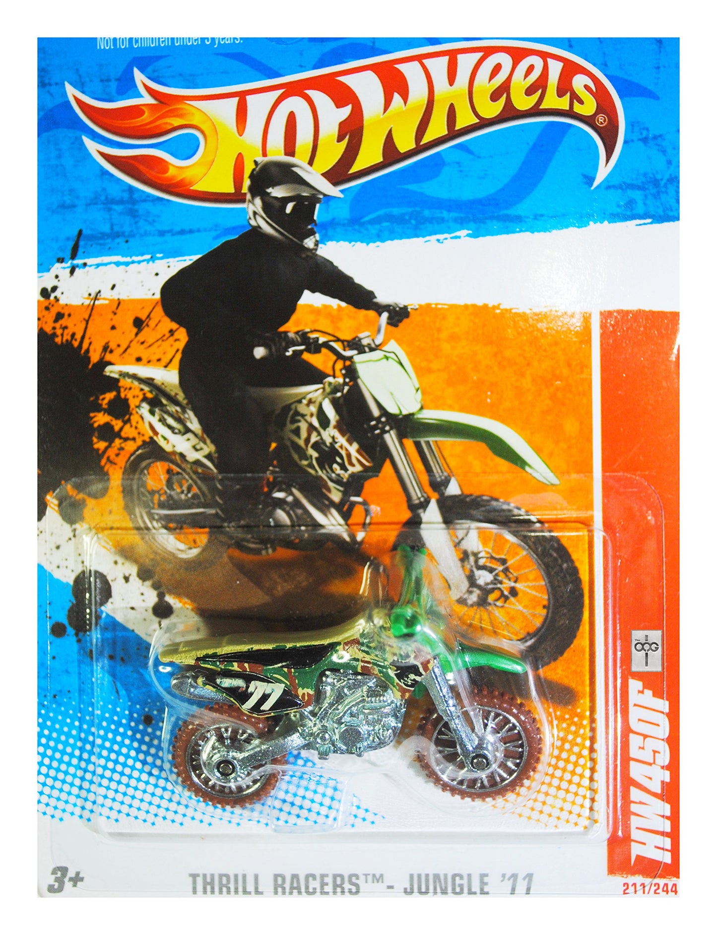 Hot Wheels 2011 Thrill Racers Jungle HW450F Dirt Bike Dirtbike Motorcycle Camo Camouflage