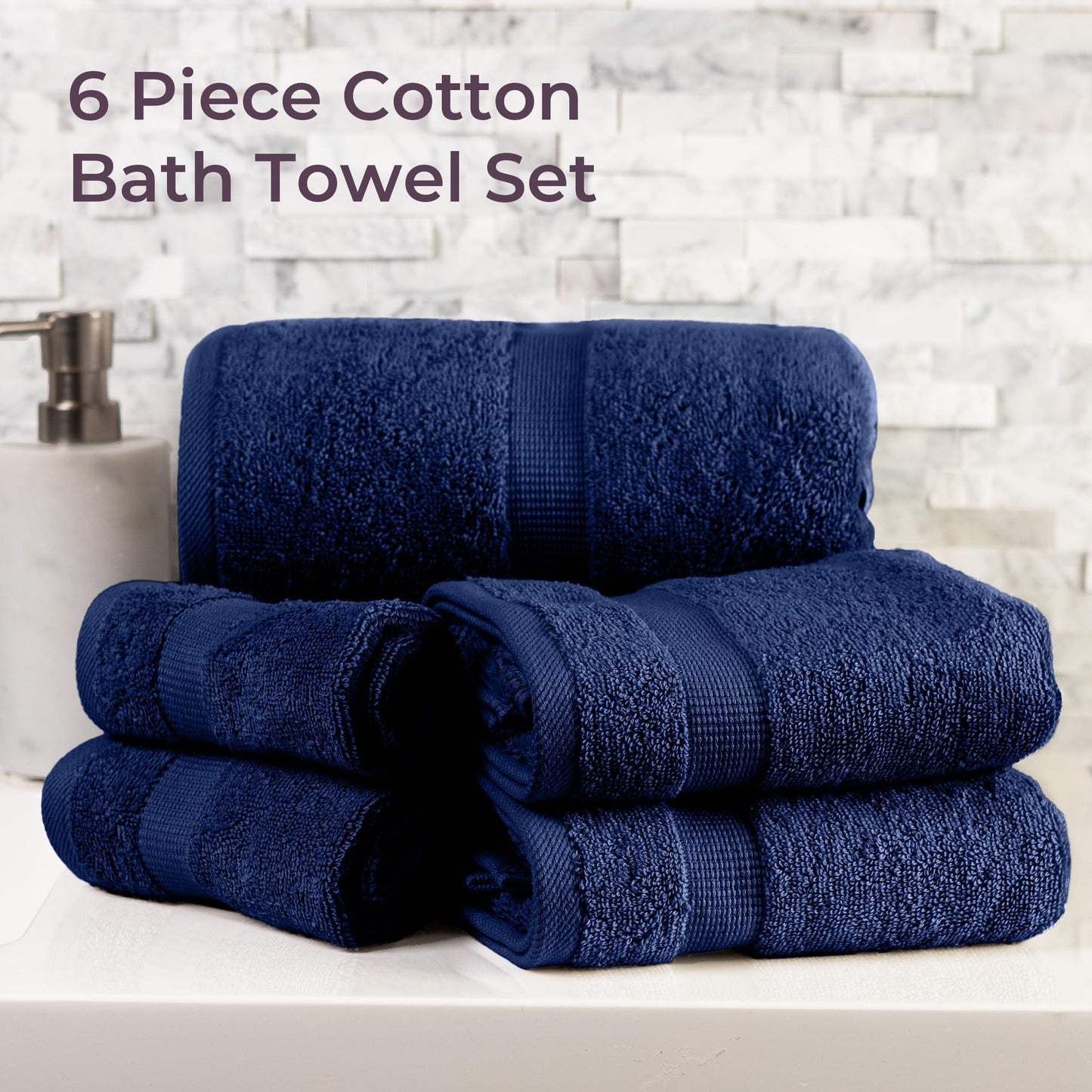 Lavish Home 6 Piece Towel Set - 550 GSM 100% Cotton Bathroom Accessories - 2 Bath Sheets, 2 Hand Towels, and 2 Wash Cloths - Soft and Absorbent…