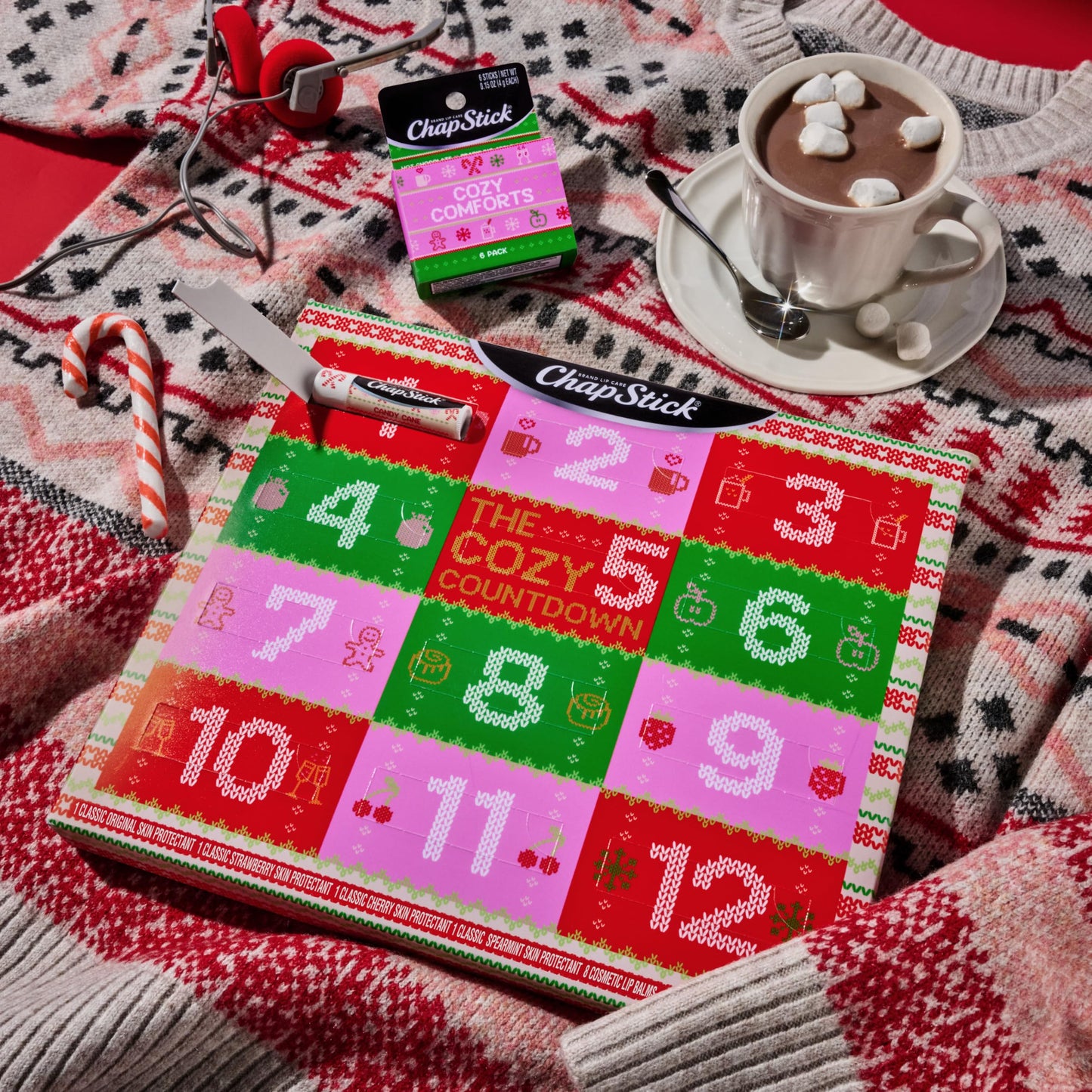 ChapStick Advent Calendar 2025 - Cozy Countdown to Christmas, Variety 12-Pack Lip Balm Gift Set, Holiday Gifts for Women, Men, Teens, Coworkers