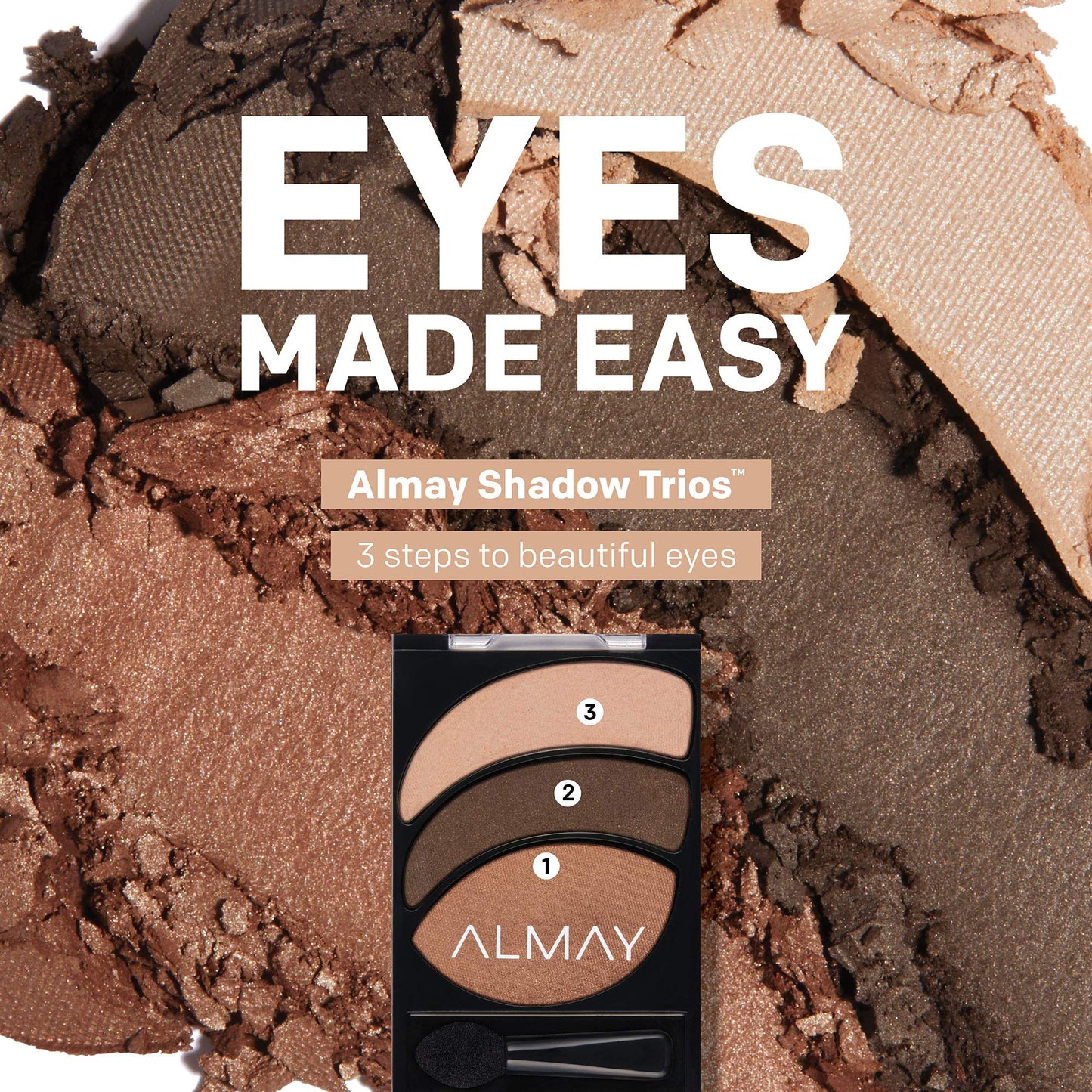 Almay Shadow Trio Palette, Longlasting Smoky Eyeshadow Makeup, Three Shades, Hypoallergenic, Everyday Neutrals, 0.19 oz